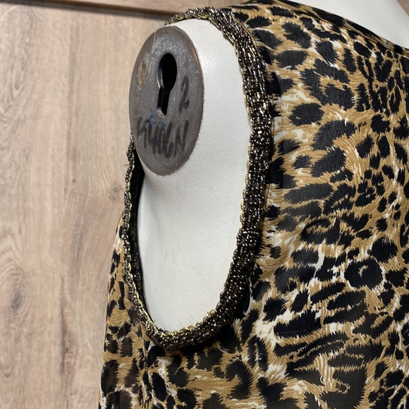 Sleeveless Beaded trim little baddie tank 🔥 slightly sheer Big Cat allover body - Picture 7 of 13